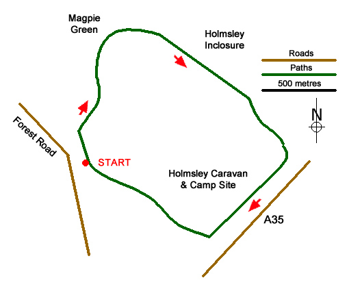 Route Map - RAF Holmsley South near Bransgore Walk