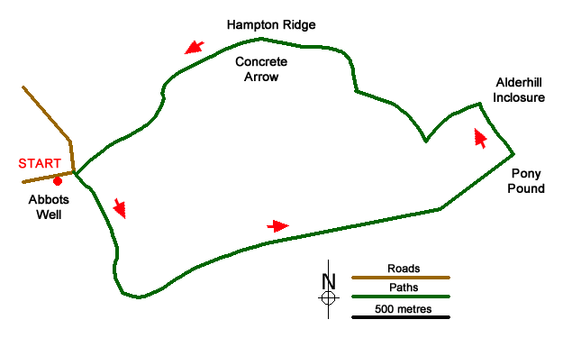 Route Map - Frogham and the Hampton Ridge Walk