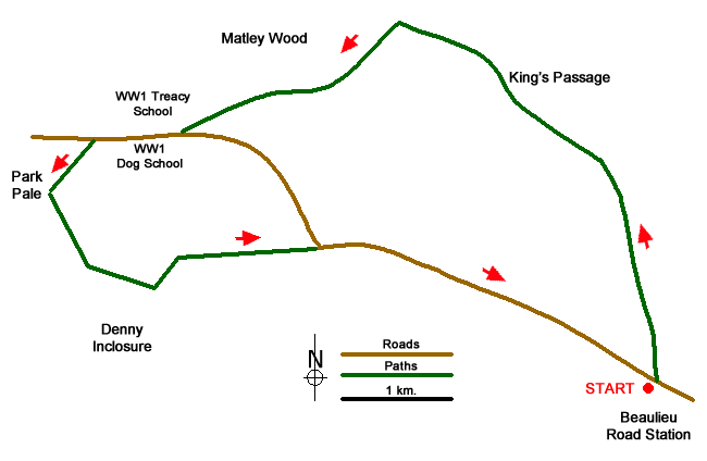 Route Map - Matley Wood from Beaulieu Road Walk