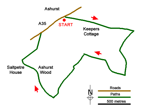 Route Map - Ashurst Circular Walk