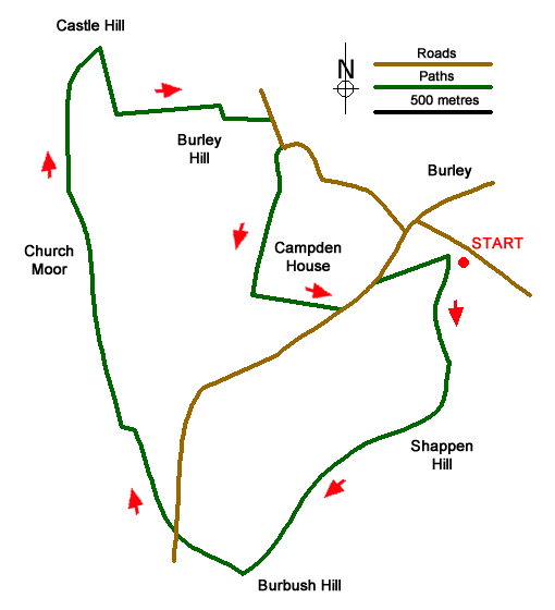 Route Map - Burley & Castle Hill Walk