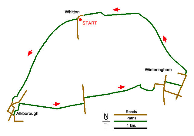 Route Map - Alkborough & Winteringham from Whitton Walk