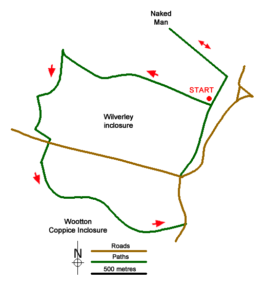 Route Map - Wilverley Inclosure & Naked Man Walk