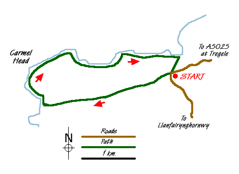 Route Map - Carmel Head & the Skerries from near Cemlyn Bay Walk
