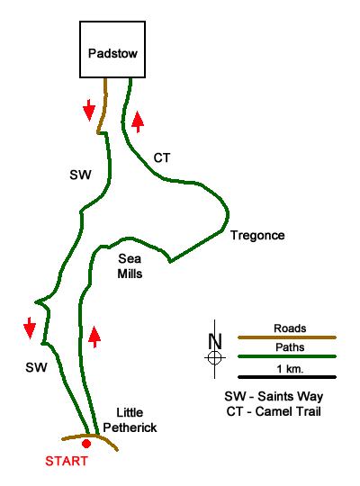 Route Map - Padstow from Little Petherick Walk