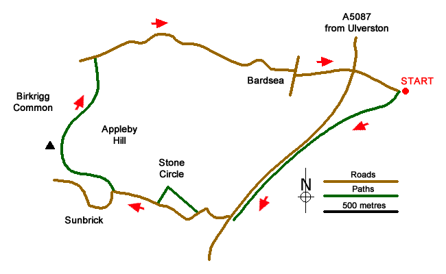 Route Map - Birkrigg Common and Bardsea Walk
