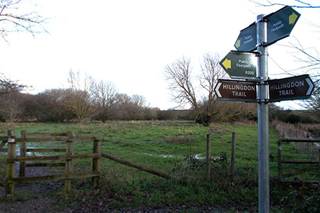 Hillingdon Trail signs at Ickenham Marsh, northwest London
