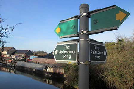 Aylesbury Ring signs at Bates' Boatyard, Grand Union Canal (Aylesbury Arm)