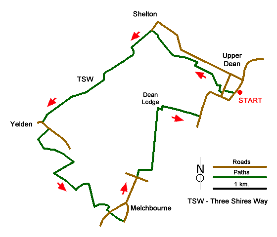 Route Map - Shelton & Yelden from Upper Dean Walk