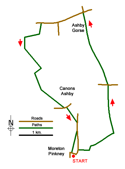 Route Map - Ashby Gorse from Moreton Pinkney Walk