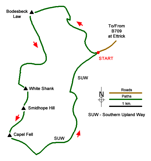 Route Map - Ettrick Hills Horseshoe Walk