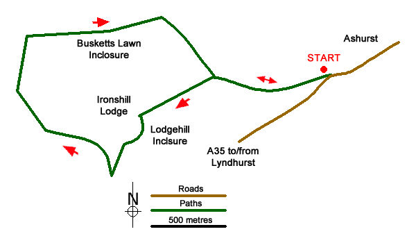 Route Map - Ashurst (Busketts) Circular Walk