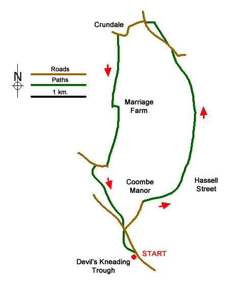 Route Map - The Wye Downs and Crundale  Walk