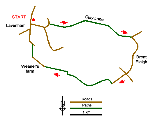 Route Map - Brent Eleigh from Lavenham Walk