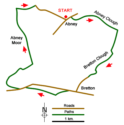 Route Map - Bretton Clough & Abney Moor Walk
