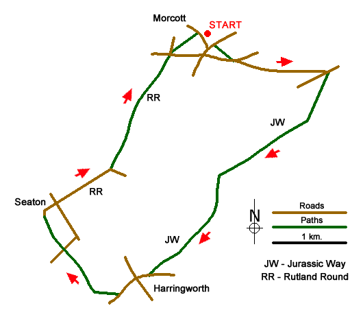 Route Map - Morcott & Harringworth Circular Walk