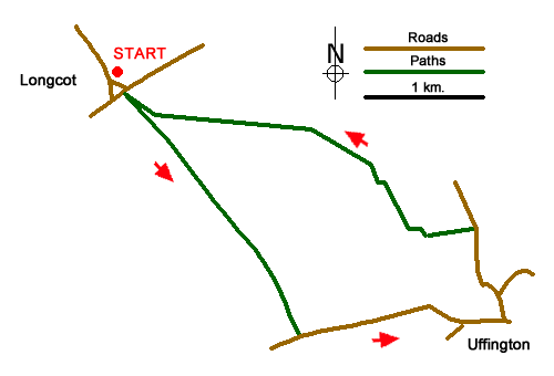 Route Map - Longcot & Uffington Circular Walk