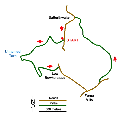 Route Map - Satterthwaite Bridge Circular Walk