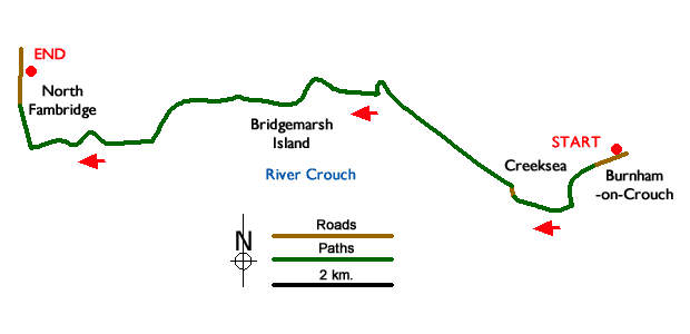 Route Map - Burnham-on-Crouch to Fambridge Walk