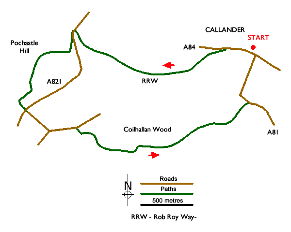 Route Map - Callander, Samson's Stone & Coilhallan Wood Walk