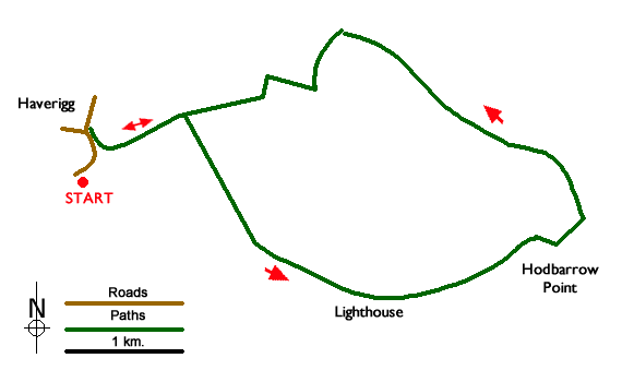 Route Map - Hodbarrow Lagoon from Haverigg Walk