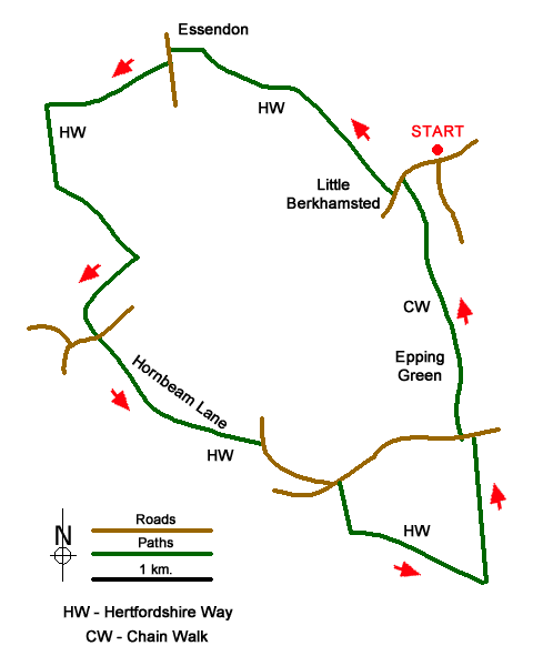 Route Map - Essendon & Little Berkhamsted Circular Walk