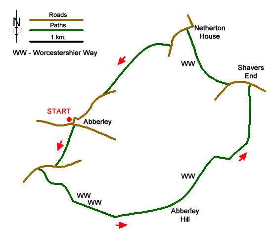 Route Map - Abberley Circular Walk