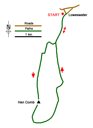 Route Map - Hen Comb from Loweswater Walk