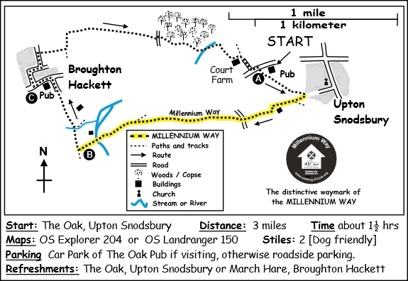 Route Map - Broughton Hackett and Upton Snodsbury Walk