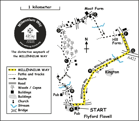 Route Map - Flyford Flavell and Dormston circular Walk