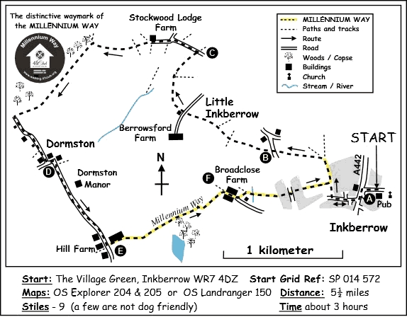 Route Map - Dormston from Inkberrow Circular Walk