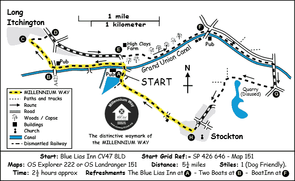 Route Map - Lias and Stockton Locks Circular Walk