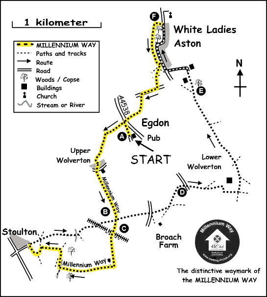 Route Map - Egdon, Stoulton & White Ladies Aston Walk