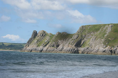 Cliffs on the western side of Three Cliffs Bay