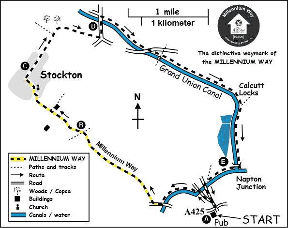 Route Map - Napton & Stockton Circular Walk