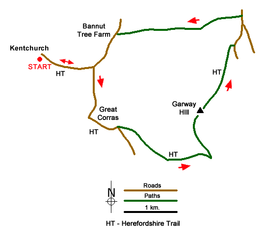 Route Map - Garway Hill from Kentchurch Walk