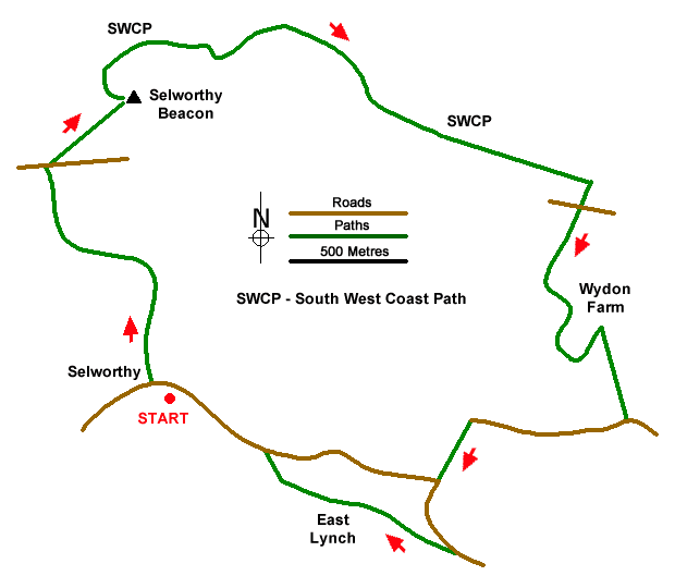 Route Map - Selworthy Beacon from Selworthy Walk