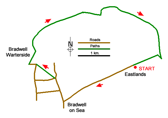 Route Map - Bradwell on Sea Circular Walk