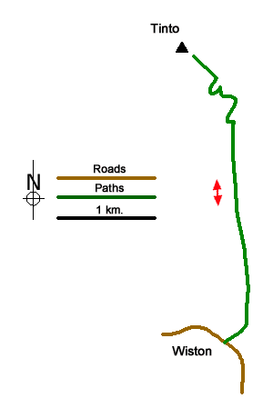 Route Map - Tinto from Wiston (southern approach) Walk