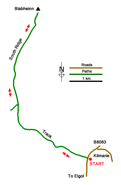 Route Map - Blabheinn via south ridge Walk